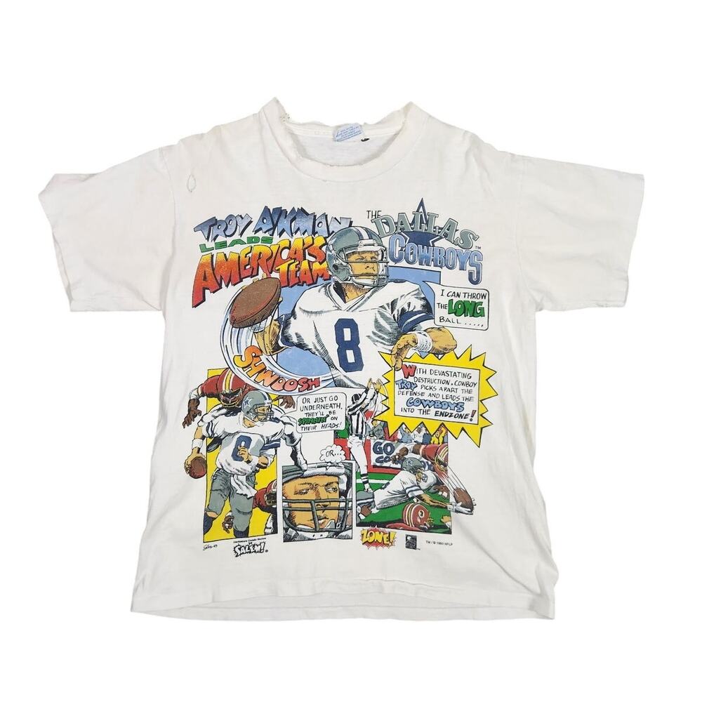 Vintage Troy Aikman Dallas Cowboys T-Shirt - Size Large